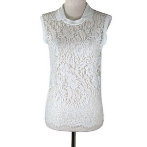 Dolce & Gabbana Sleeveless Lace Front Top White Size 42